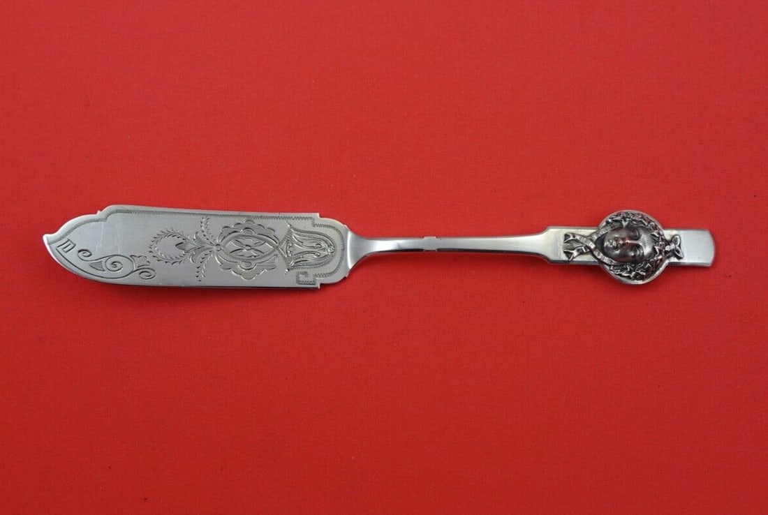 Gorham Sterling Silver 7 3/4" Master Butter Spreader Figural Woman: Gorham Sterling Silver 7 3/4" Master Butter Spreader Figural Woman This exquisite master butter spreader by Gorham is crafted from high-quality sterling silver, featuring a beautifully detailed flat h