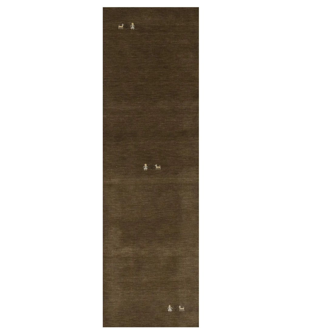 Handmade 2'6 x 7'11 Gabbeh Modern Runner Rug Wool Brown Pictorial: Handmade 2'6 x 7'11 Gabbeh Modern Runner Rug Wool Brown Pictorial Enhance your living space with this stunning 3X8 ft Gabbeh Modern Runner Rug, meticulously handmade to elevate your decor. Crafted fro