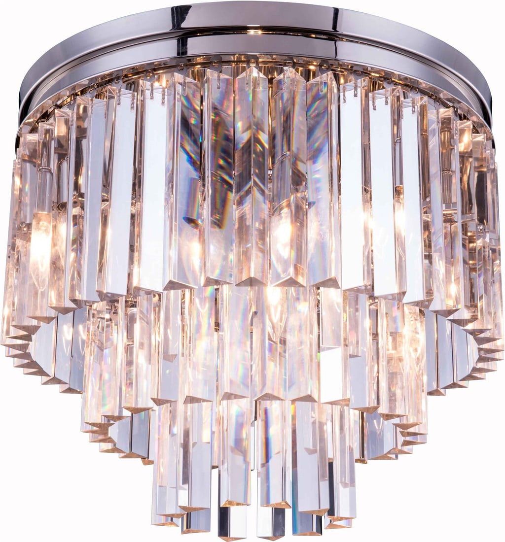 Elegant Lighting Sydney Flush Mount Chandelier Royal-Cut Crystal Golden Teak Finish (1 of 1)