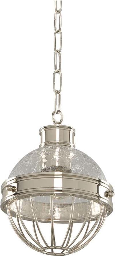Kalco Montauk 1-Light Mini Pendant Green Polished Nickel Crackle Glass: Kalco Montauk 1-Light Mini Pendant Green Polished Nickel Crackle Glass Illuminate your space with the elegant Montauk Pendant, featuring exquisite hand-blown crackle glass and a striking green polishe