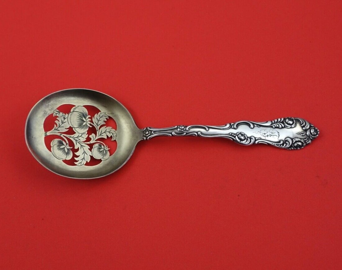 Towle Old English Sterling Silver Tomato Server 7.25" Light Gold Wash: Towle Old English Sterling Silver Tomato Server 7.25" Light Gold Wash This exquisite Old English Tomato Server by Towle is crafted from sterling silver, featuring a light gold wash and intricate hand-
