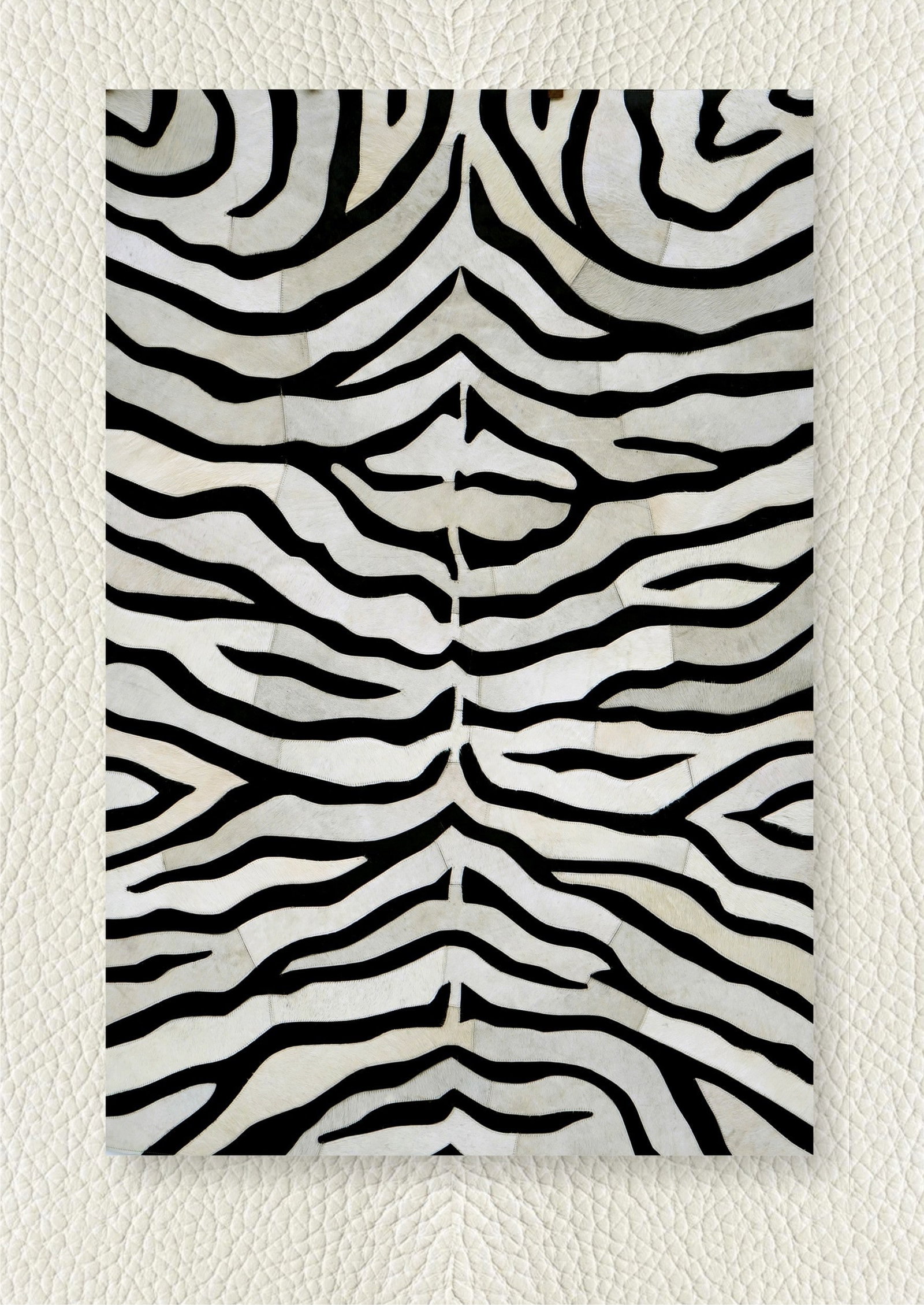 Luxury Cowhide Leather Rug Symmetrical Zebra Pattern Patchwork 3FTx5FT (1 of 1)