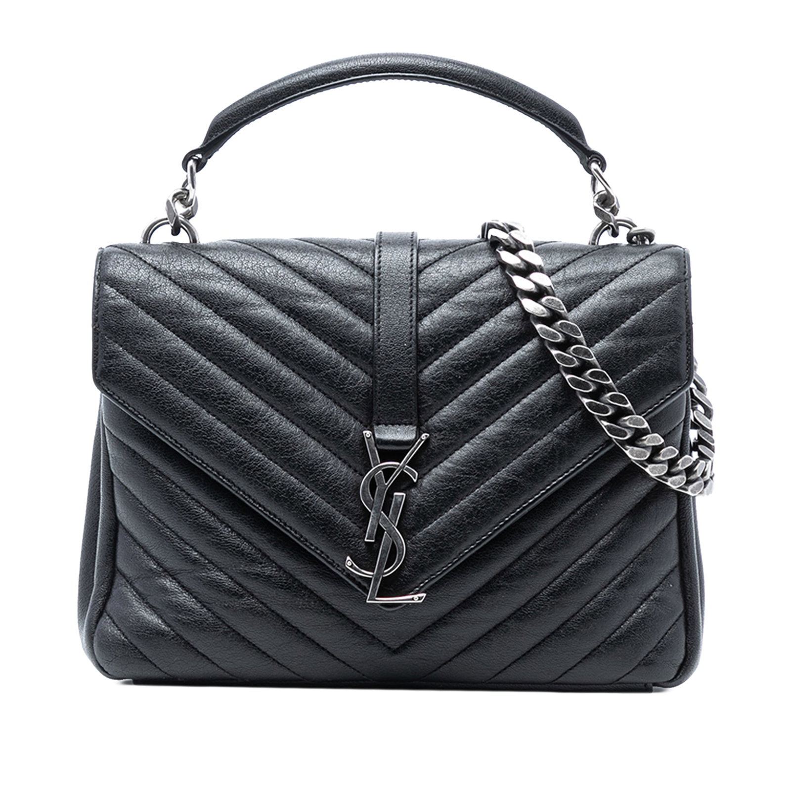 Saint Laurent College Satchel Medium Quilted Black Leather Bag (1 of 7)