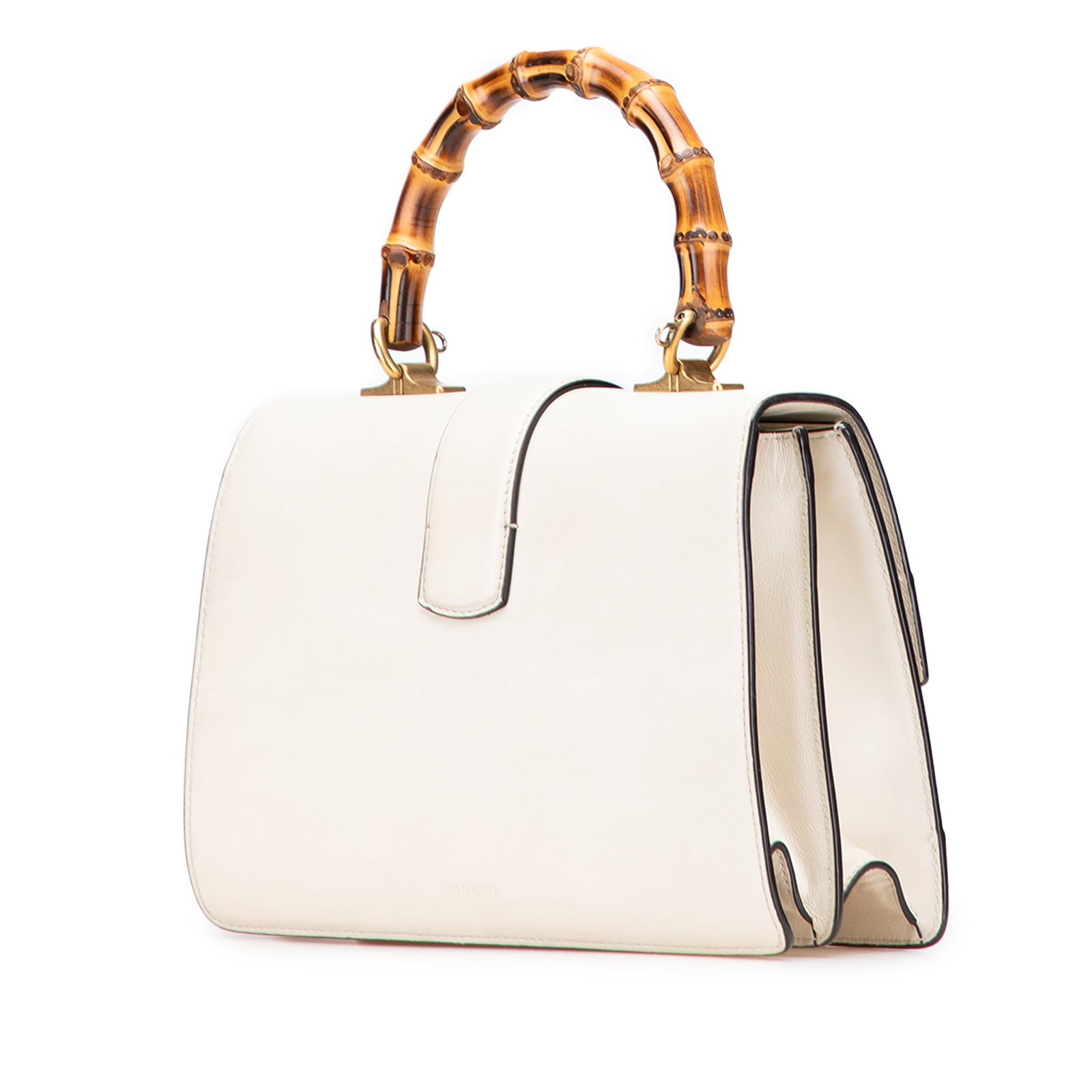 Gucci Medium Leather Bamboo Dionysus Satchel White with Bamboo Handle (1 of 10)