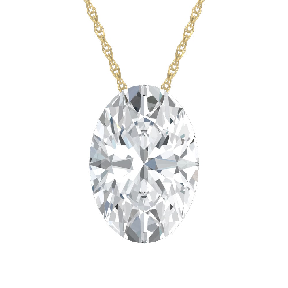 14K Yellow Gold Lab Grown Diamond 1 Ct.Tw. Oval Shape Slider Pendant: 14K Yellow Gold Lab Grown Diamond 1 Ct.Tw. Oval Shape Slider Pendant Sleek 14K Yellow gold slider pendant featuring lab-grown diamonds totaling 1 carat total weight in an elegant oval shape. 14k Yello