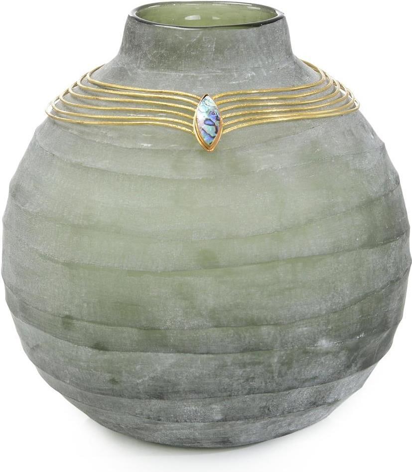 John-Richard Cleopatra Ceramic Vase in Teal Stone 15.5H Neo-Classical Revival (1 of 1)