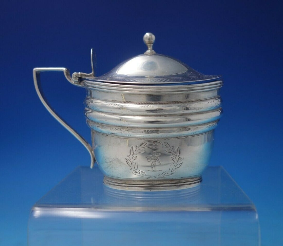 George III John Emes Sterling Silver Mustard Pot with Crest (1 of 12)