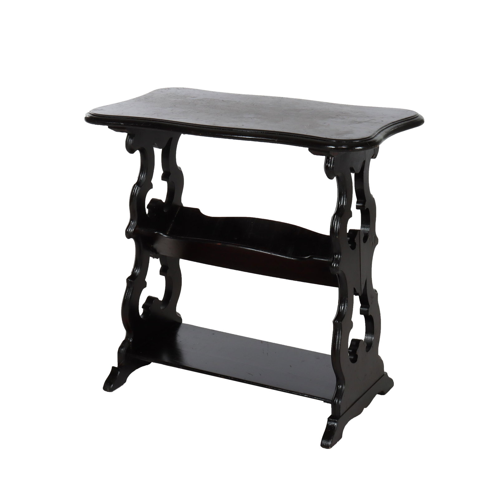 Antique Ebonized Cherry Side Table with Cut-Out Design C1900 (1 of 9)