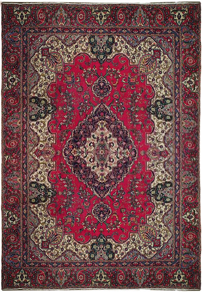 Handcrafted 10' x 13.6' Red Semi-Antique Persian Sarouk Rug: Handcrafted 10' x 13.6' Red Semi-Antique Persian Sarouk Rug Free continental US Shipping Elevate your space with this stunning 10' x 13.6' Red Semi-Antique Persian Sarouk Rug, a true masterpiece of cr
