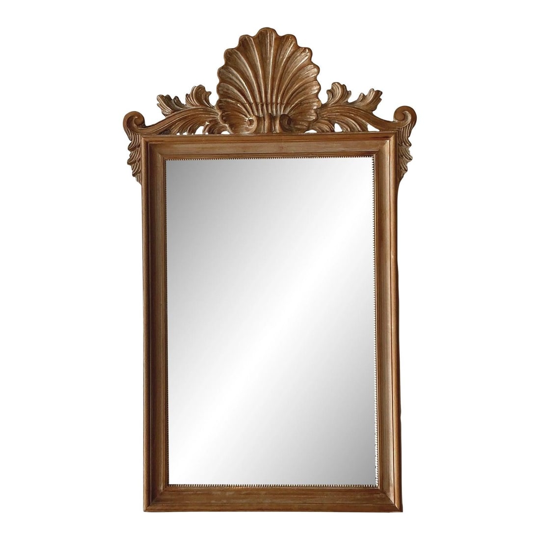 Hand Carved Wood Mirror with Clamshell Pediment and Acanthus Detailing (1 of 5)