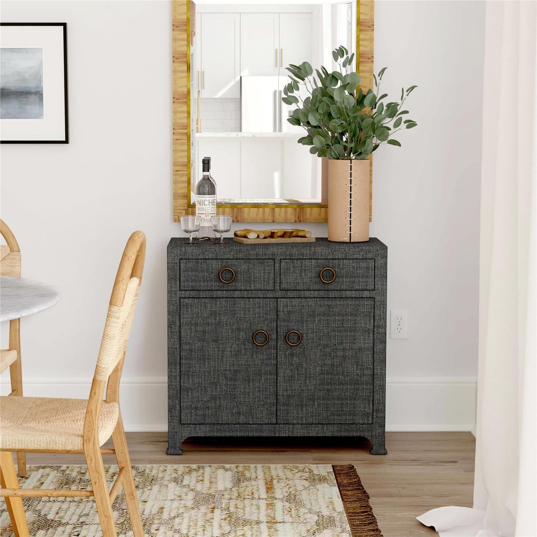 Butler Chatham Transitional Cabinet Charcoal Raffia 30H 31W 14D (1 of 2)