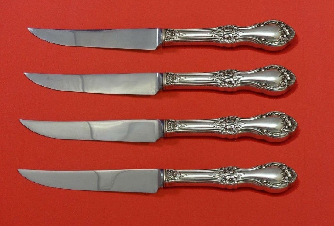 International Sterling Silver Wild Rose Steak Knife Set 4pc Custom (1 of 2)