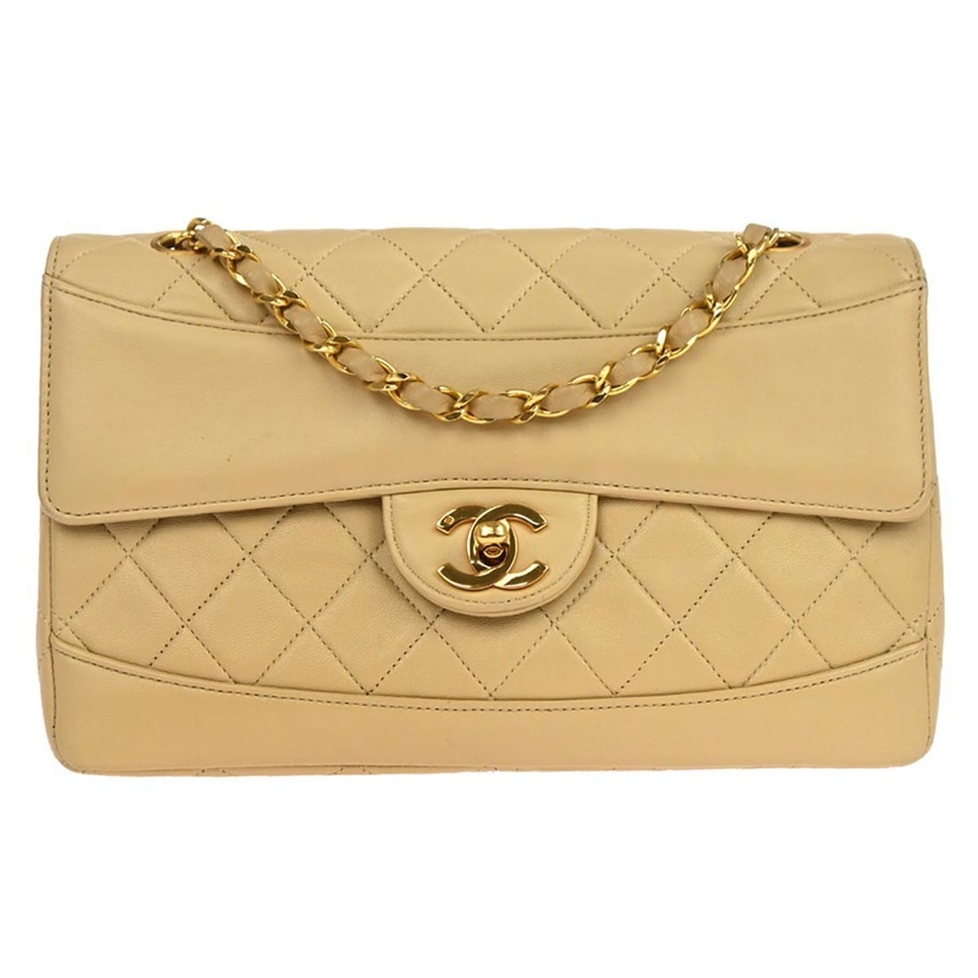Beige Lambskin Matelasse Small Shoulder Bag by Chanel (1 of 10)