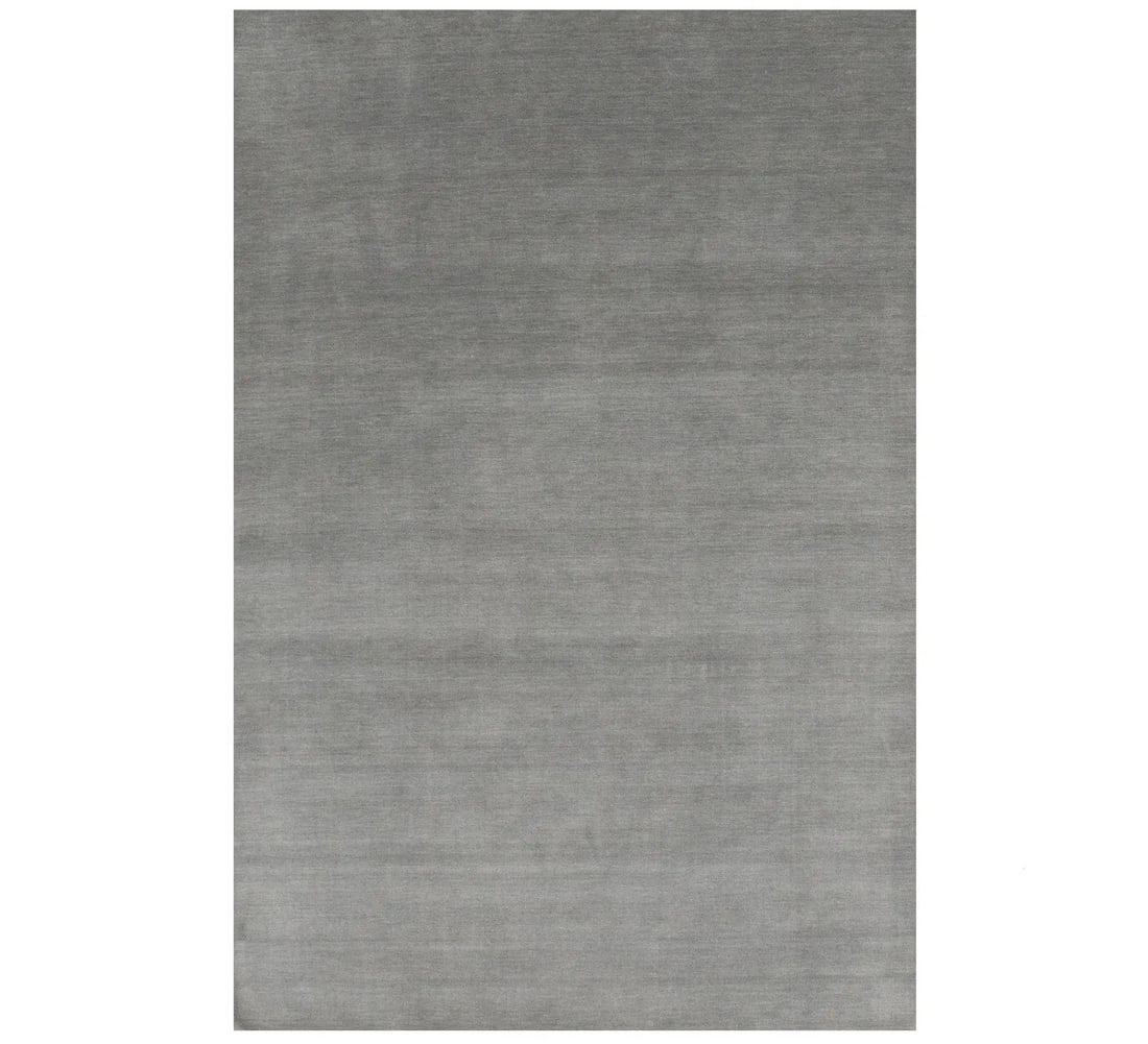 Modern Hand-Loomed Wool Area Rug in Gray 5'3 x 8'0 Rectangle: Modern Hand-Loomed Wool Area Rug in Gray 5'3 x 8'0 Rectangle This solid gray Gabbeh wool rug features a hand-loomed construction and a modern design. Crafted from wool, it offers a medium pile height