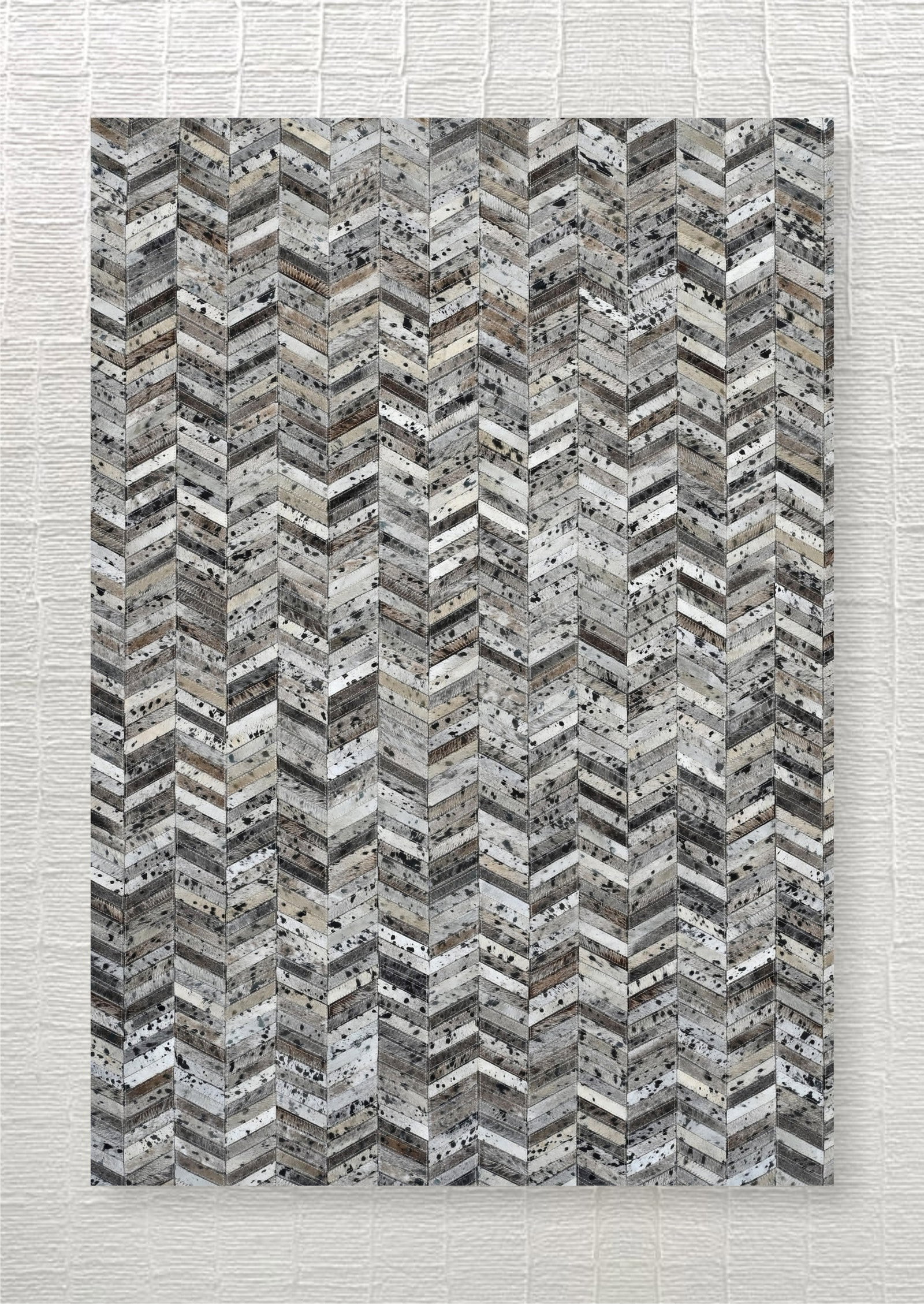 Handmade Abstract Wave Patchwork Cowhide Leather Area Rug 3ft x 5ft (1 of 1)