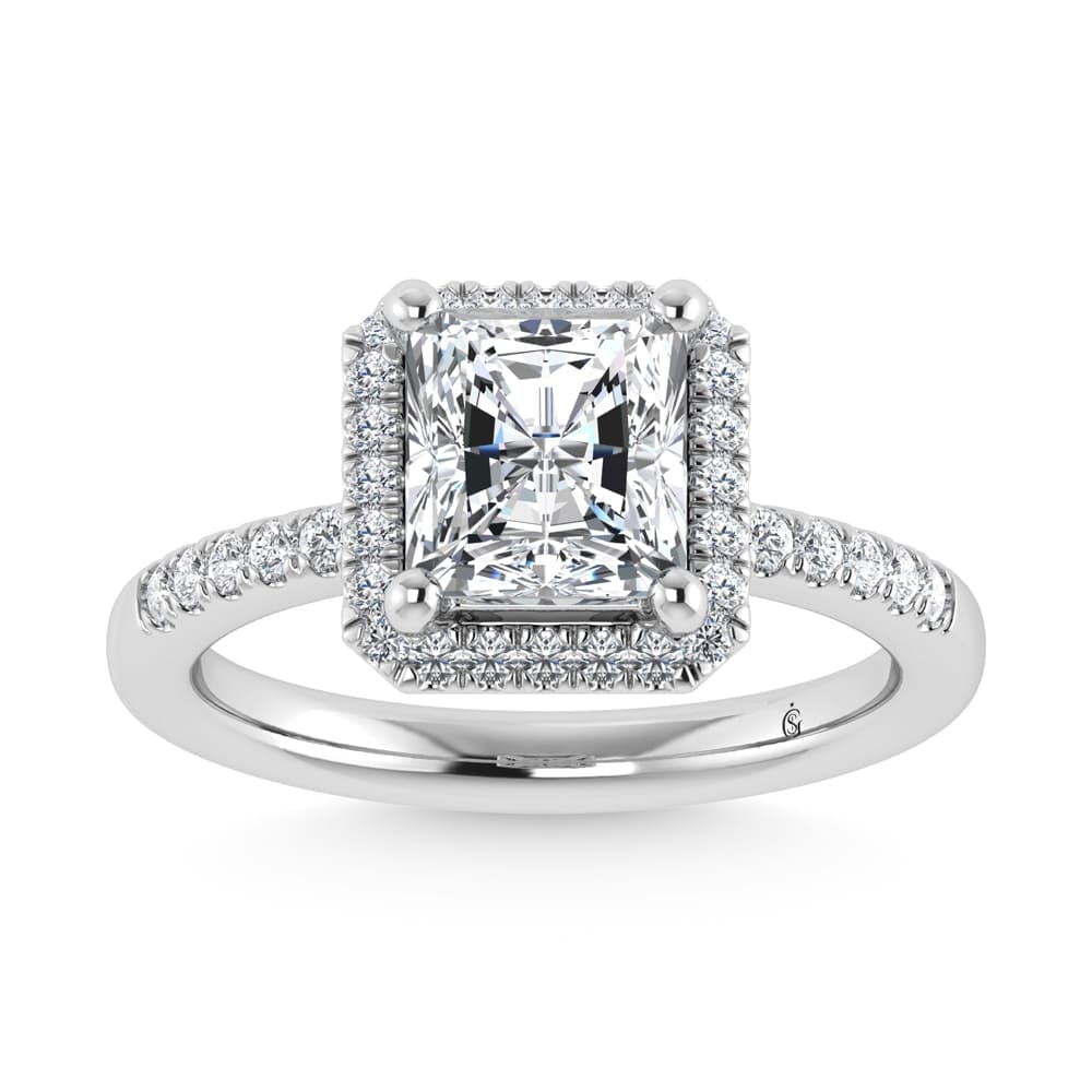 14K White Gold Lab Grown Diamond 2 1/4 Ct.Tw. Radiant Shape Halo Engagement Ring (IGI Certified: 14K White Gold Lab Grown Diamond 2 1/4 Ct.Tw. Radiant Shape Halo Engagement Ring (IGI Certified Center 2ct) Celebrate your forever moment with the timeless brilliance of our Halo Diamond Engagement Ri