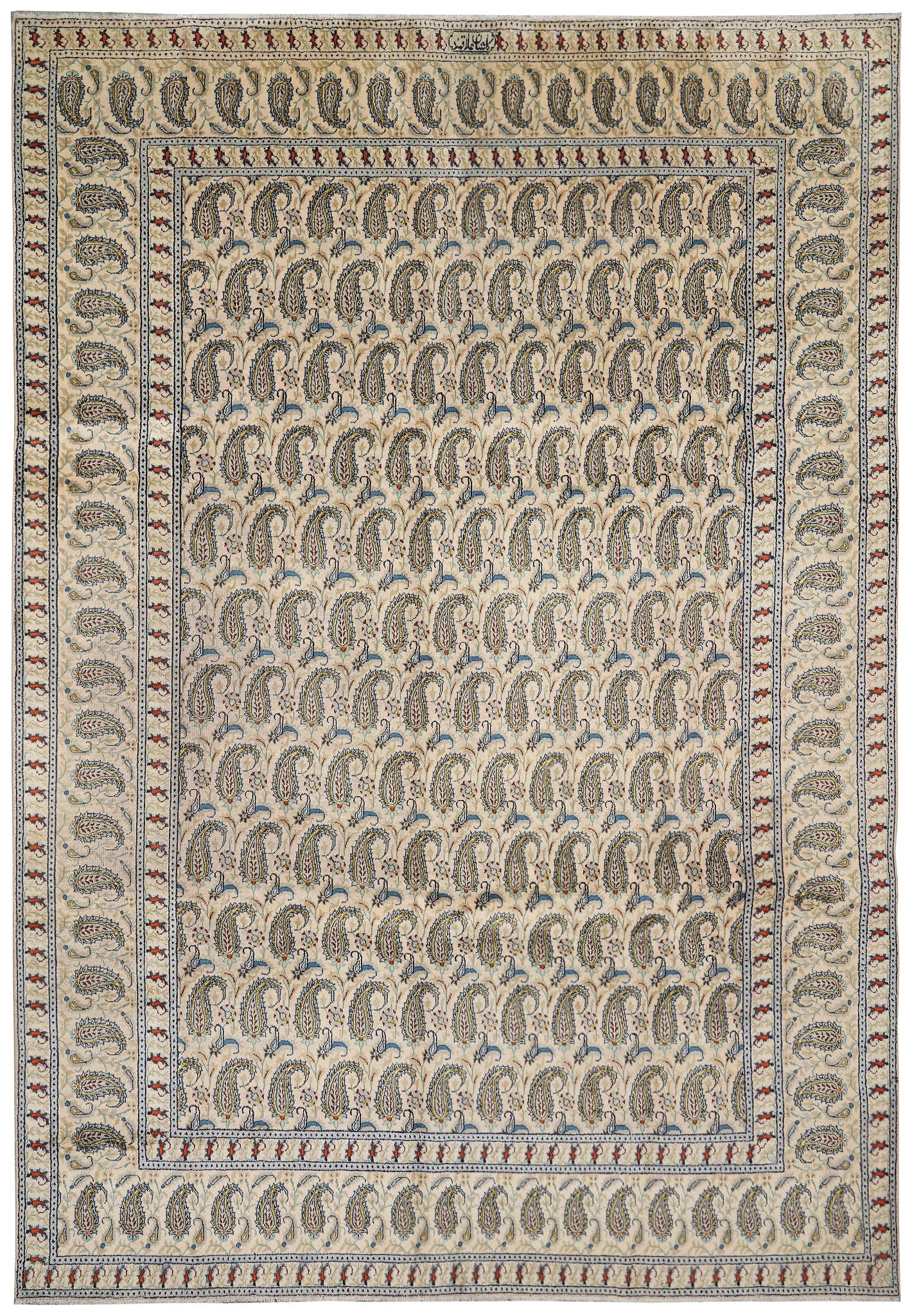 Persian Kashan Paisley Wool Rug 9 x 12 Vintage 1970s Hand Knotted (1 of 14)