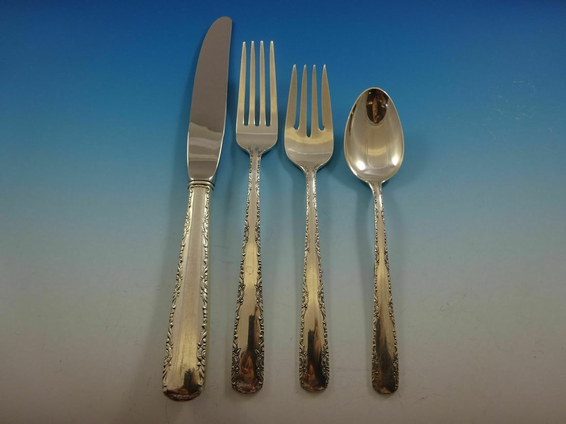 Gorham Camellia Sterling Silver 4-Piece Dinner Place Setting (1 of 3)