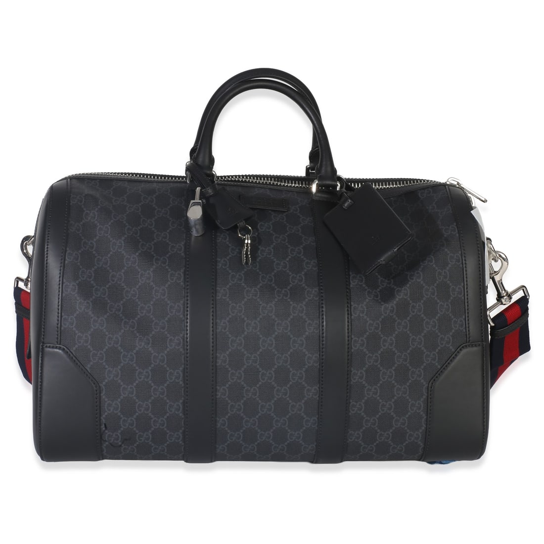 Gucci Black GG Supreme Canvas Duffle with Web Stripe and Accessories (1 of 9)