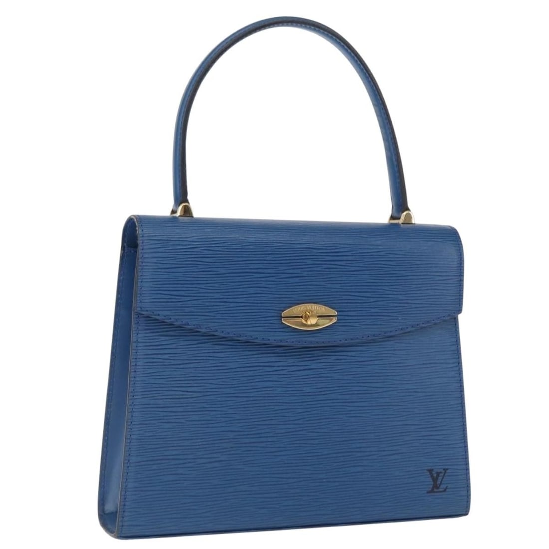 Louis Vuitton Malesherbes Epi Blue Leather Handbag Model M52375 France: Louis Vuitton Malesherbes Epi Blue Leather Handbag Model M52375 France This Louis Vuitton Malesherbes handbag is crafted from signature blue Epi leather, featuring a structured silhouette and a top ha