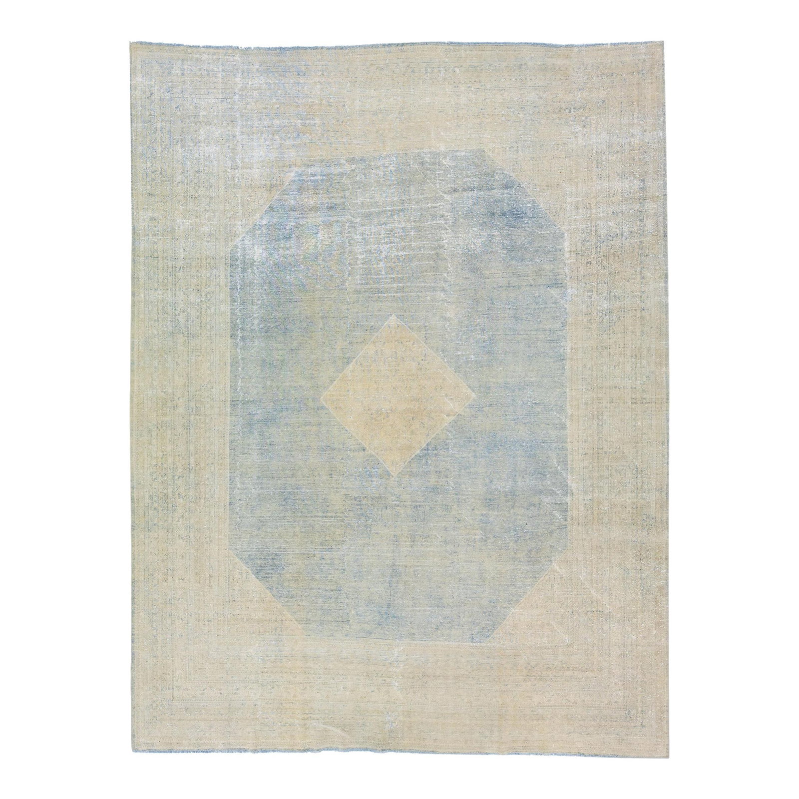 Handmade Antique Persian Mahal Wool Rug Blue Medallion 9'10 x 12'10: Handmade Antique Persian Mahal Wool Rug Blue Medallion 9'10 x 12'10 Discover the elegance of this handmade antique Persian Mahal wool rug, showcasing a stunning blue field adorned with a medallion mot