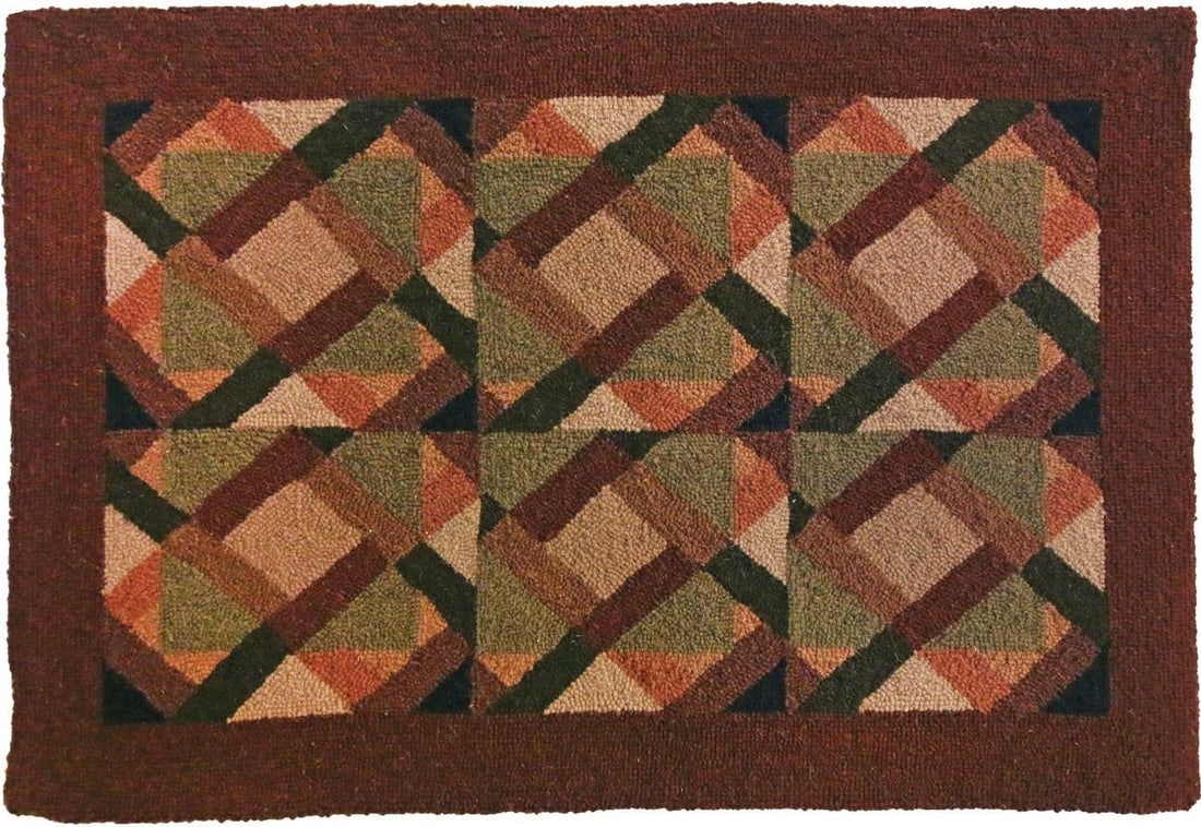 Early American Quilt Design 4x6 Rug Cotton Wool Berry Collection (1 of 1)