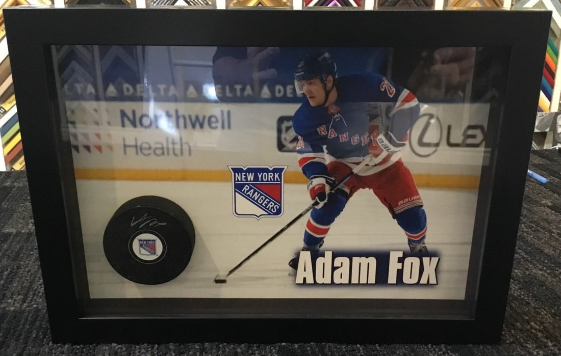 Adam Fox Signed New York Rangers Puck in Custom Framed Display (1 of 2)
