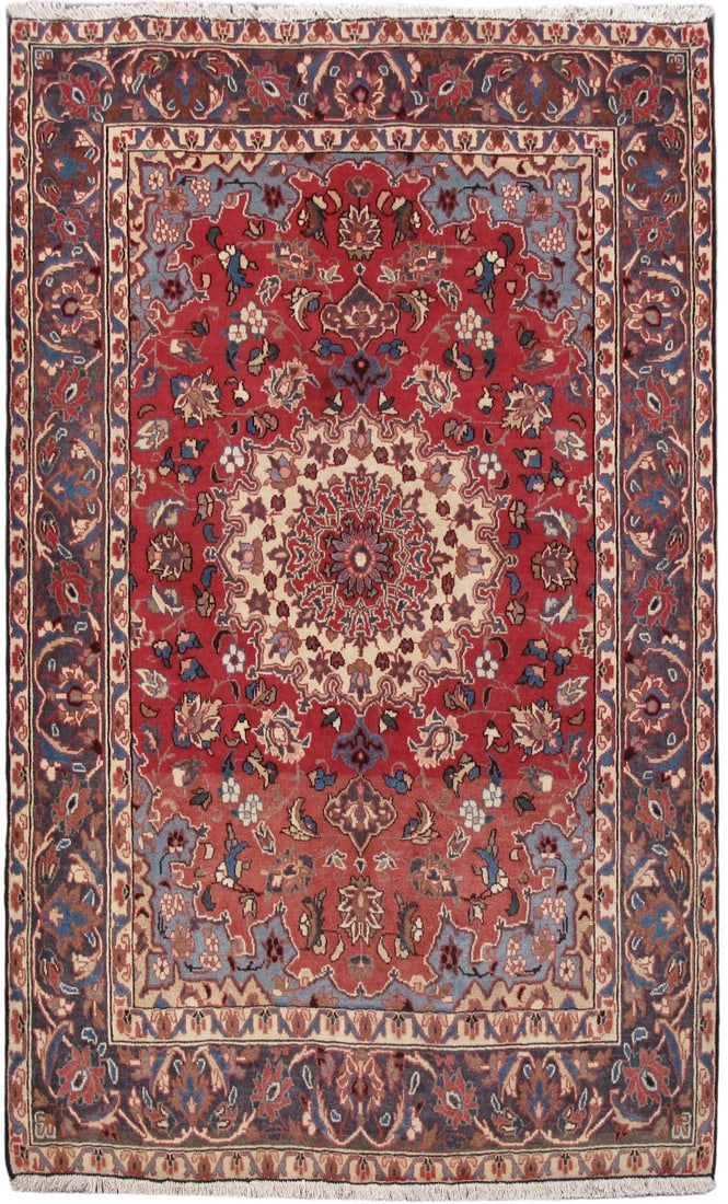 Handcrafted 4'10 x 6'8 Red Persian Hamadan Area Rug from Iran (1 of 6)