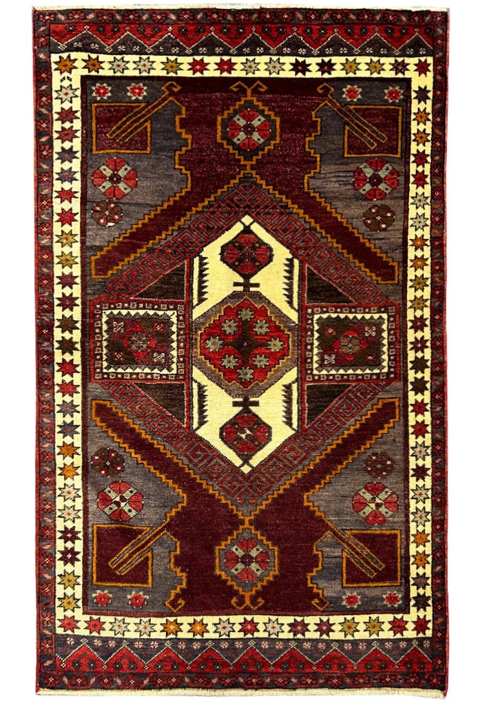 Antique Russian Kazak Rug 4'7 x 7' Early 1900s Handmade Wool Geometric Patterns (1 of 11)