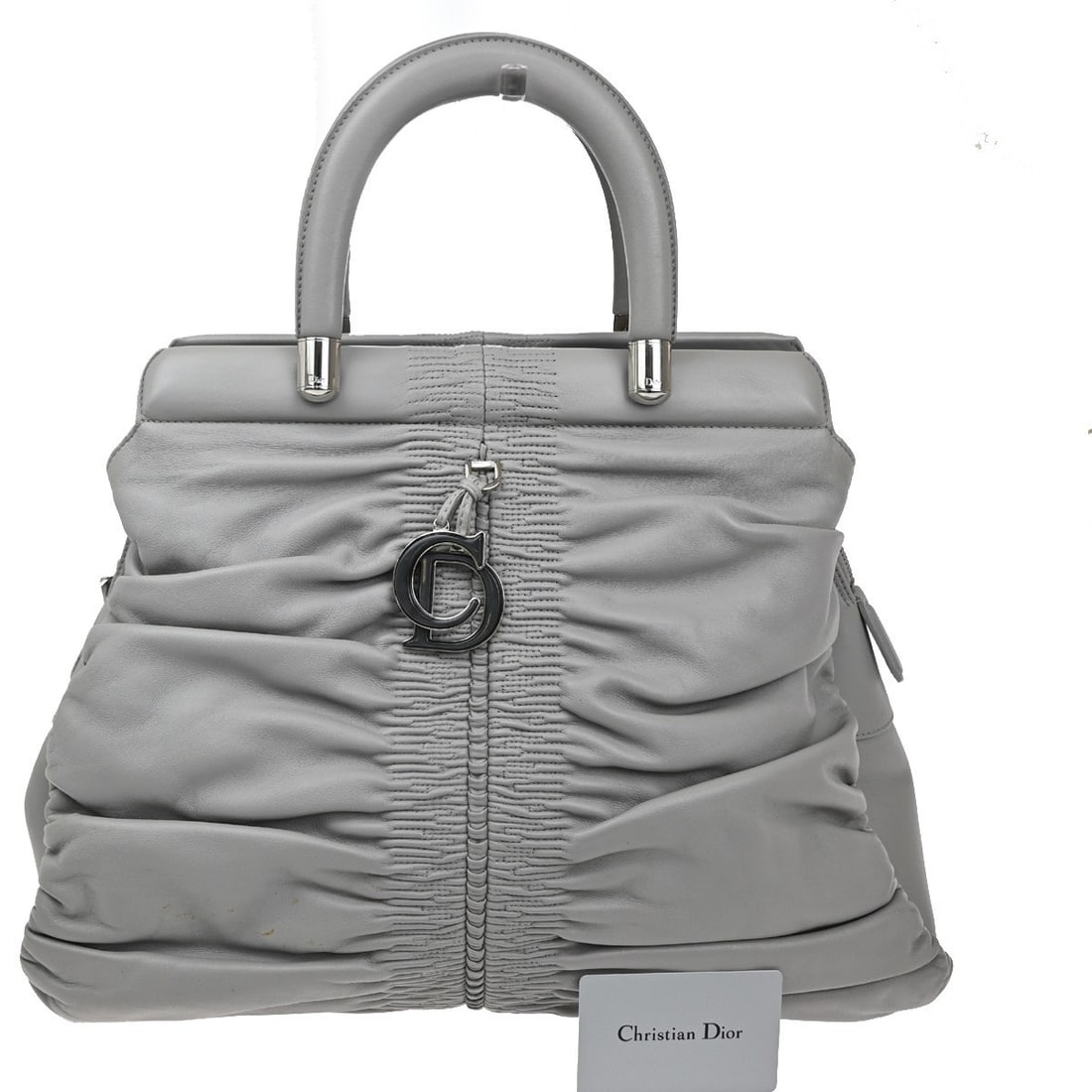 Gray Lambskin Christian Dior Karenina Handbag 40cm by 30cm by 12cm: Gray Lambskin Christian Dior Karenina Handbag 40cm by 30cm by 12cm The Christian Dior Karenina Tote is a women's handbag crafted from gray lambskin leather. It features a spacious design suitable for