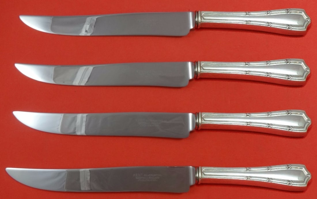 Francis I by Alvin Sterling Silver 4pc Steak Knife Set Texas Sized: Francis I by Alvin Sterling Silver 4pc Steak Knife Set Texas Sized Experience the elegance of dining with this 4-piece steak knife set in the iconic Francis I pattern by Alvin. Crafted from high-quali