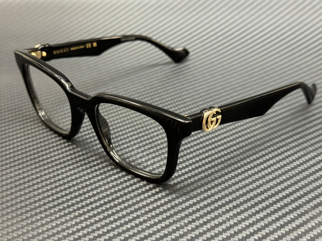 GUCCI GG1728O 001 Black Women's 51mm Eyeglasses with Authenticity Certificate: GUCCI GG1728O 001 Black Women's 51mm Eyeglasses with Authenticity Certificate Elevate your eyewear collection with these stylish GUCCI GG1728O 001 eyeglasses. Featuring a sleek black frame, these glas