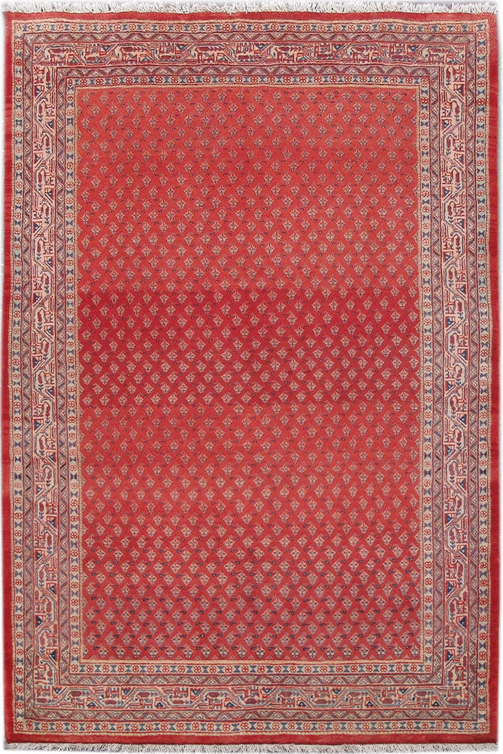 Handcrafted 4.6 x 6.11 Red Persian Hamadan Area Rug: Handcrafted 4.6 x 6.11 Red Persian Hamadan Area Rug Free continental US Shipping Enhance your living space with this stunning 4.6 x 6.11 Red Persian Hamadan Rug, a true masterpiece of traditional craf