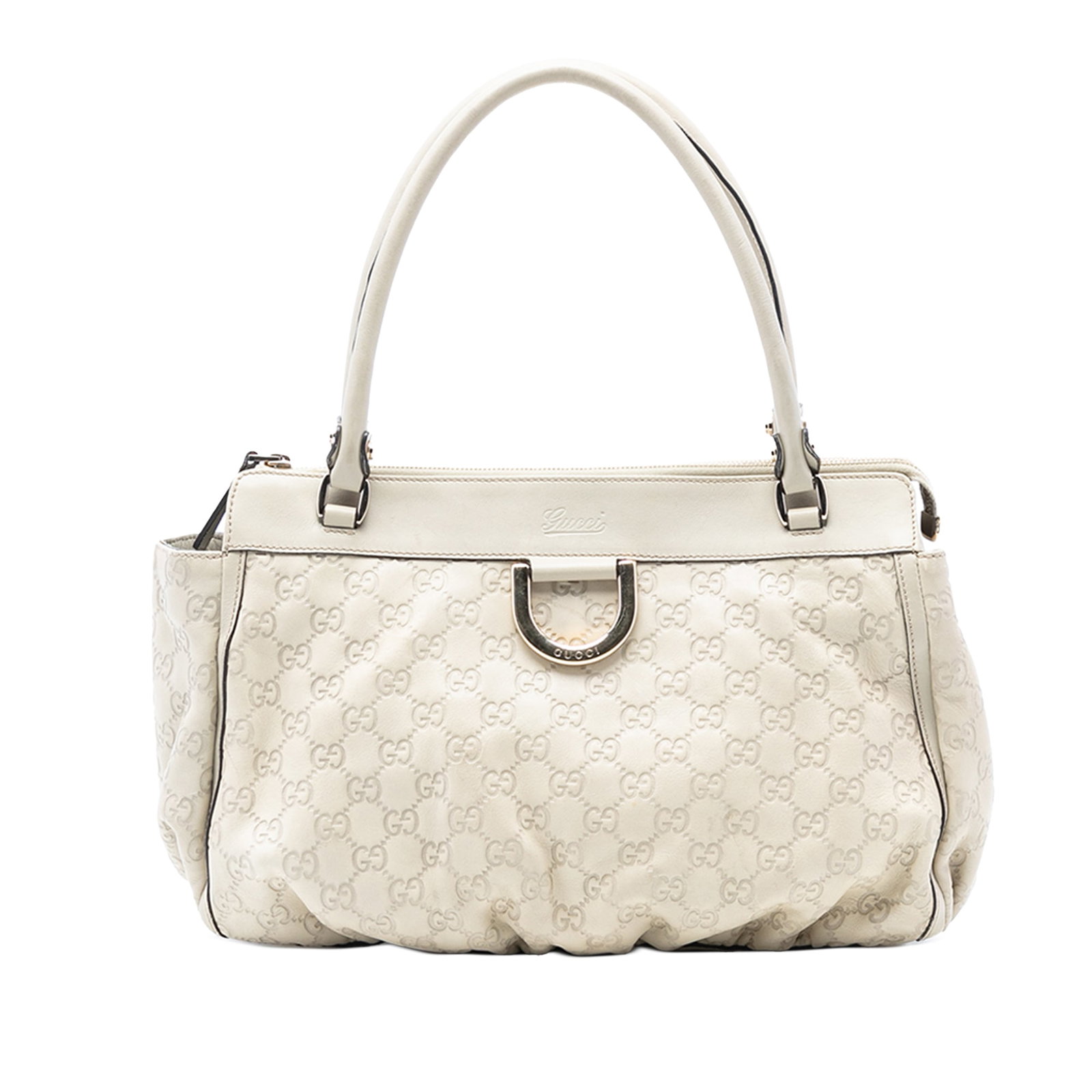 Gucci Guccissima Abbey White Leather D Ring Tote Bag (1 of 7)