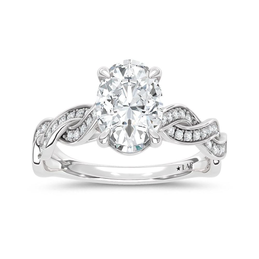 14K White Gold Lab Grown Diamond 2 1/5 Ct.Tw. Oval Shape Twisted Shank Engagement Ring (Center 2 (1 of 4)