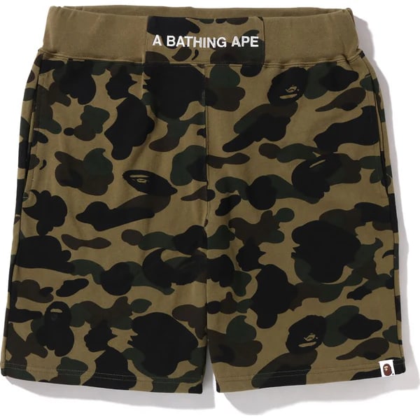 BAPE 1st Camo Green Cotton Fleece Streetwear Sweatshorts Size Large (1 of 2)