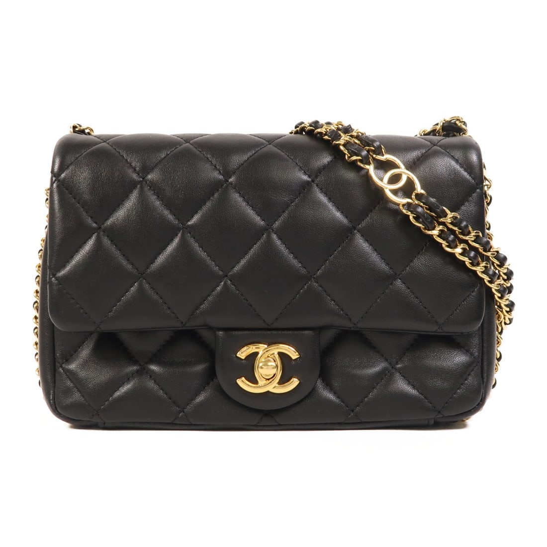 Chanel Black Lambskin CC Chain Shoulder Bag with Gold Hardware (1 of 17)