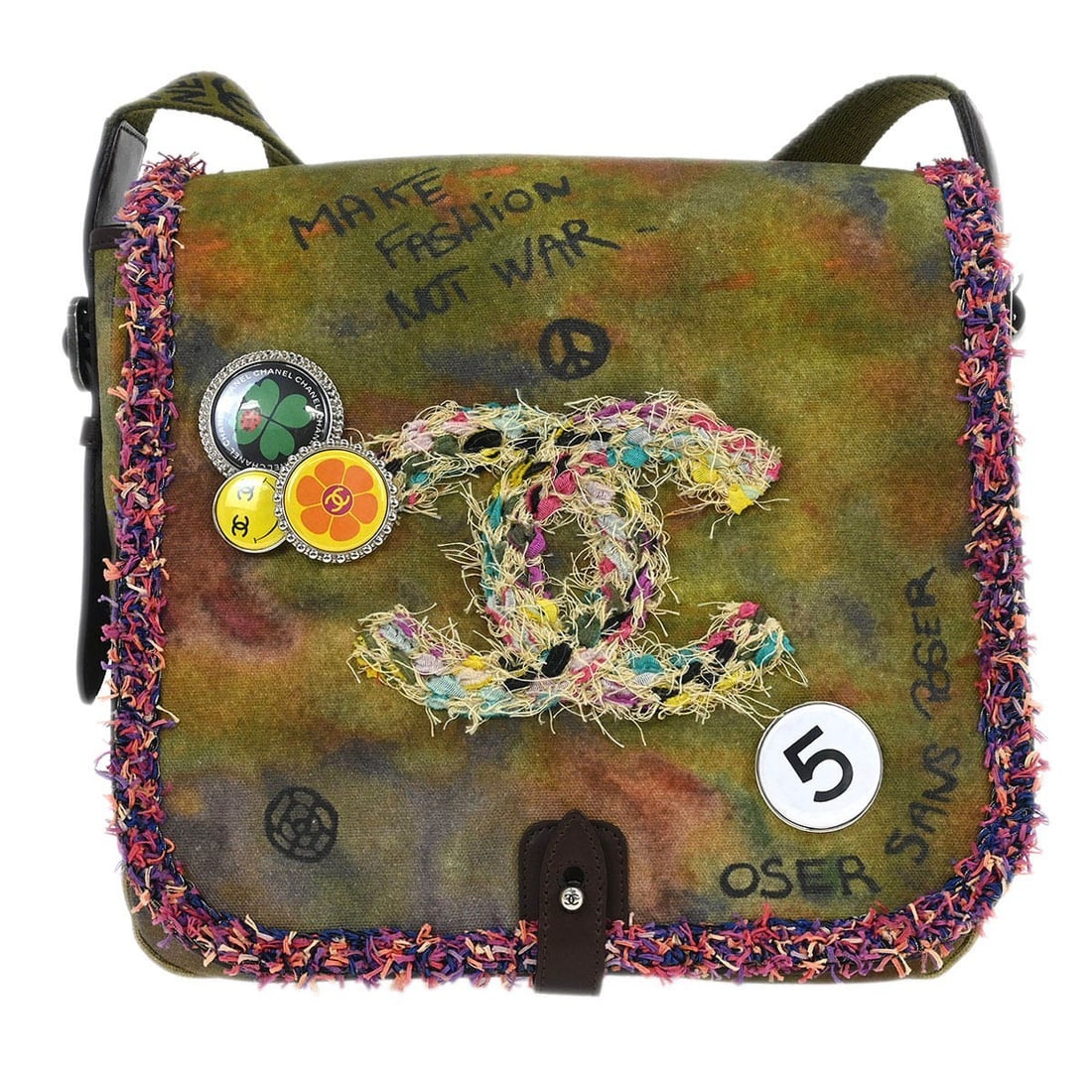 Chanel Khaki Canvas On The Pavements Shoulder Bag (1 of 10)