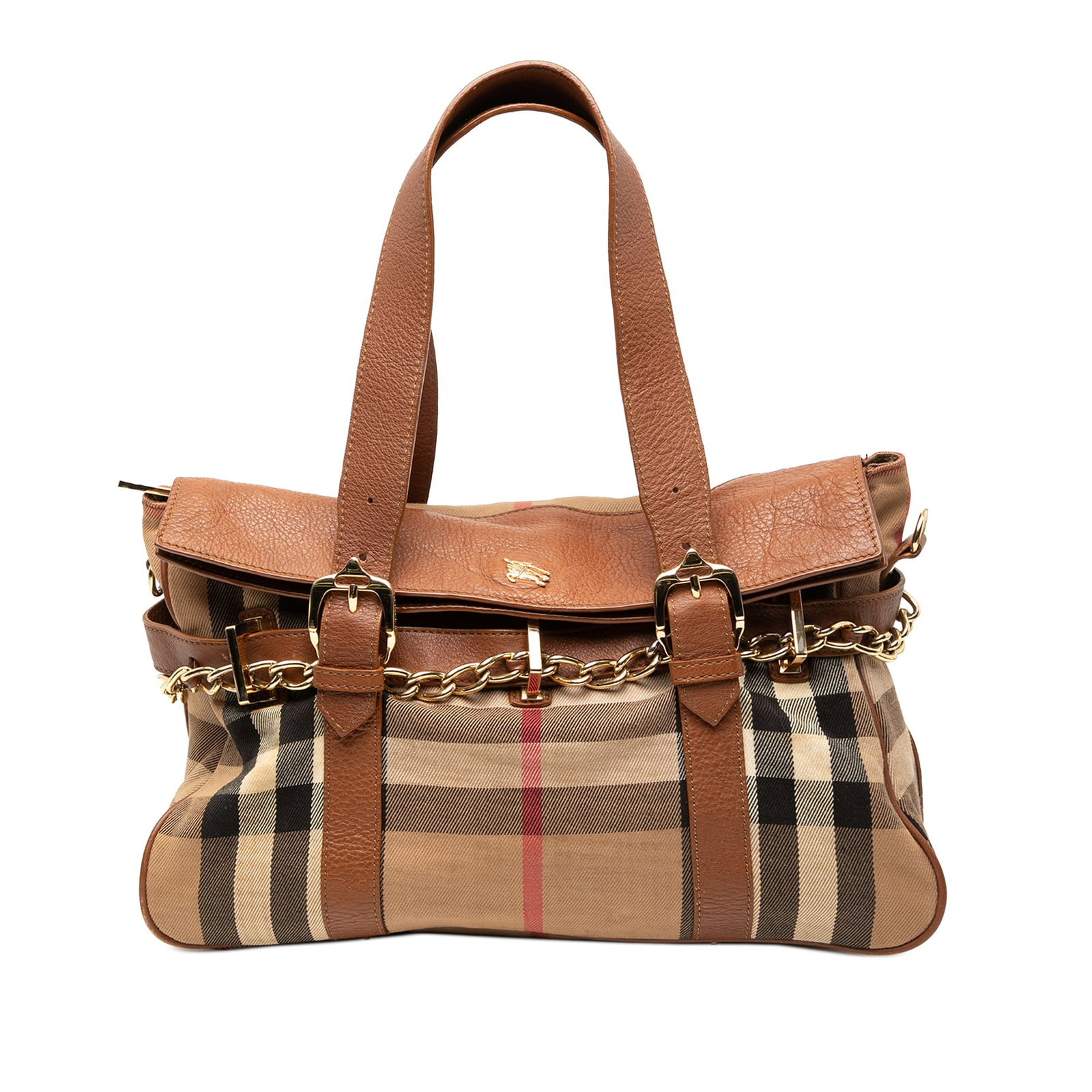 House Check Canvas Tote with Leather Accents by Burberry (1 of 6)