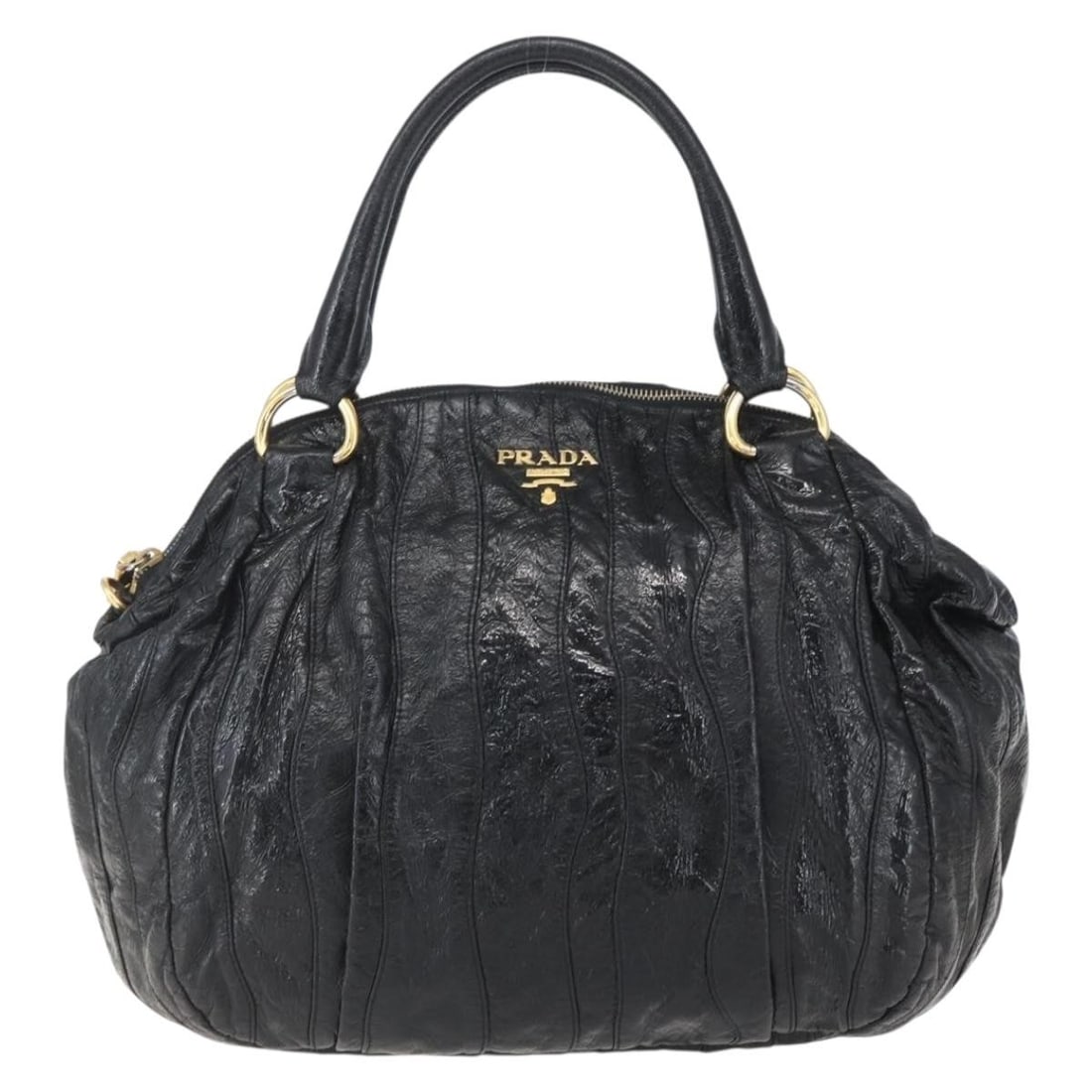 Prada Waves Hobo Black Leather Handbag for Women (1 of 18)