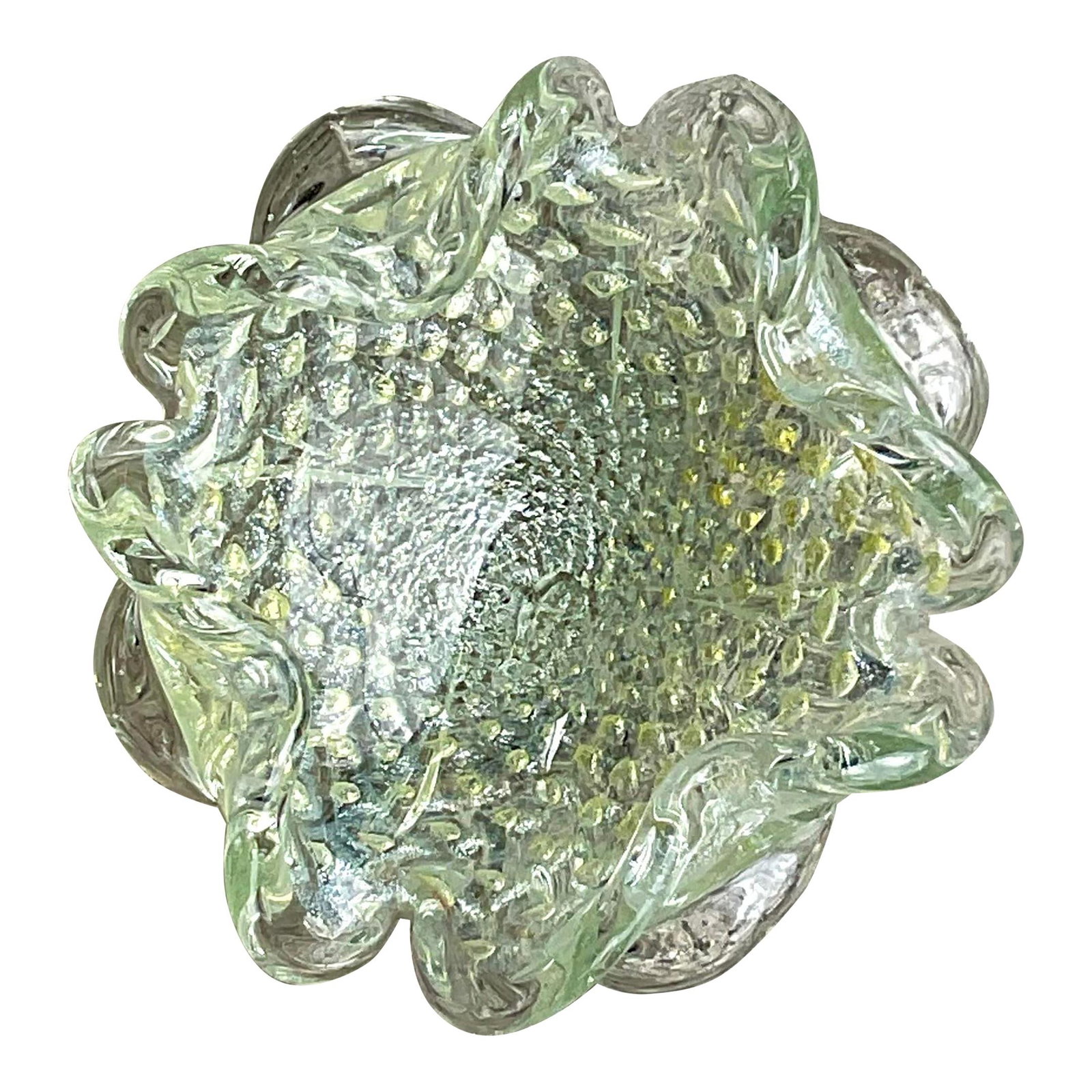 Vintage Italian Art Glass Ruffle Edge Bullicante Bowl Mint (1 of 8)