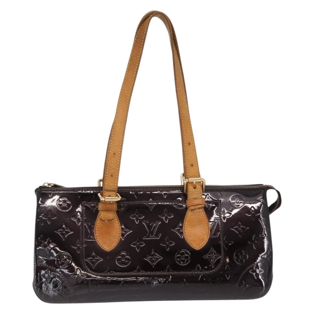 Louis Vuitton Monogram Vernis Rosewood Avenue Patent Leather Handbag: Louis Vuitton Monogram Vernis Rosewood Avenue Patent Leather Handbag The Louis Vuitton Rosewood Avenue Handbag in Monogram Vernis patent leather features a brown exterior with signs of surface rubbing