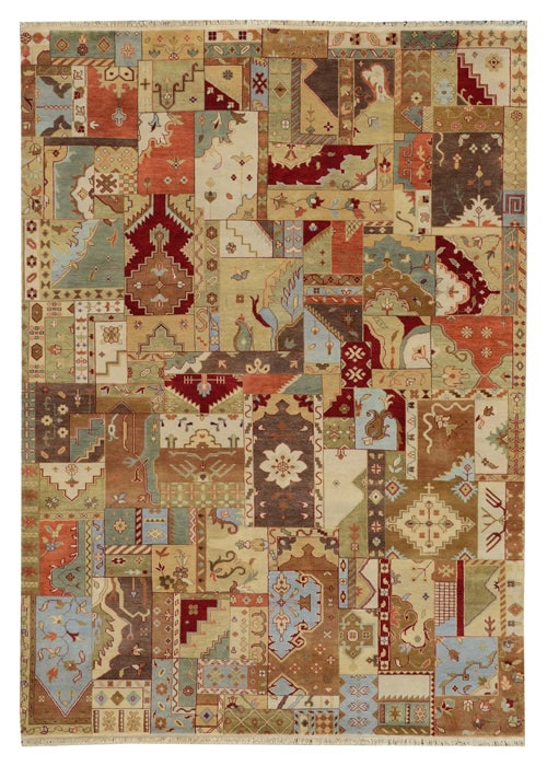 8.9 x 11.6 Handmade Agra Patchwork Rug Multi-Color Geometric Design (1 of 6)