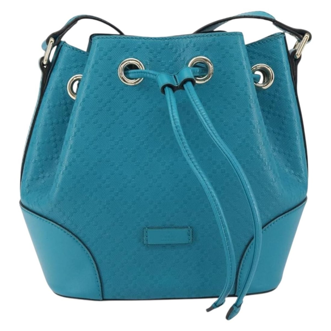 Blue Diamante Leather Bright Bucket Shoulder Bag by Gucci: Blue Diamante Leather Bright Bucket Shoulder Bag by Gucci This Gucci Bright Bucket Bag features blue Diamante leather with a structured silhouette. Designed for women, it includes a shoulder strap and