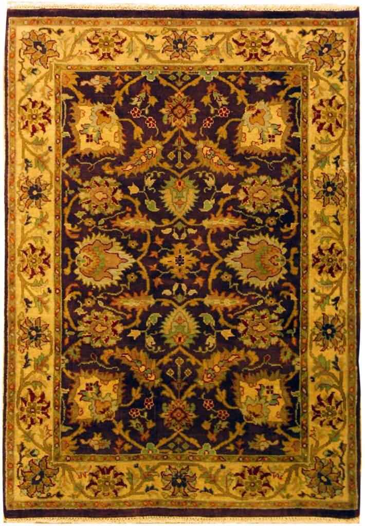 4' x 6' Dark Red Hand-Knotted Jaipur Area Rug: 4' x 6' Dark Red Hand-Knotted Jaipur Area Rug Free continental US Shipping Transform your living space with the luxurious allure of this 4' x 6' Dark Red Traditional Hand-Knotted Jaipur Rug. This stun