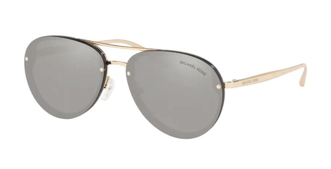 Michael Kors MK2101 33326G Black Aviator Sunglasses with Silver Mirror Lenses (1 of 1)