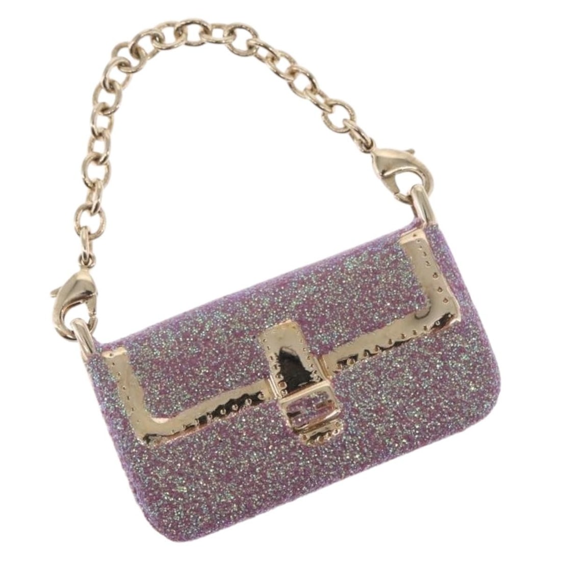 Pink Metal Fendi Mamma Baguette Keychain with Box and Dust Bag: Pink Metal Fendi Mamma Baguette Keychain with Box and Dust Bag This FENDI Mamma Baguette key holder features a sleek pink metal design. Made in Italy, it is in excellent, un-used condition with no not
