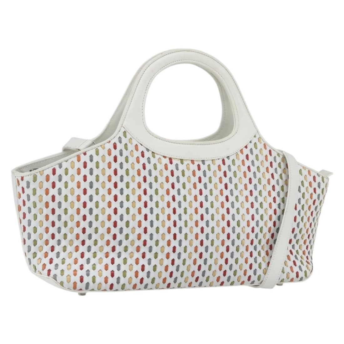 White Leather Gancini 2way Shoulder Handbag by Salvatore Ferragamo: White Leather Gancini 2way Shoulder Handbag by Salvatore Ferragamo This Salvatore Ferragamo Gancini 2-way handbag is crafted from white and silver leather and can be carried by hand or worn with the i