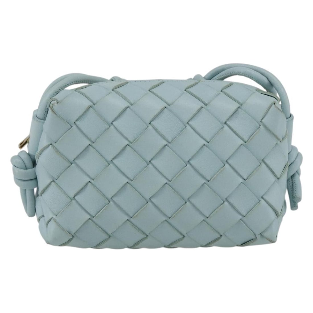 Blue Intrecciato Nappa Leather Loop Crossbody Bag by Bottega Veneta (1 of 18)