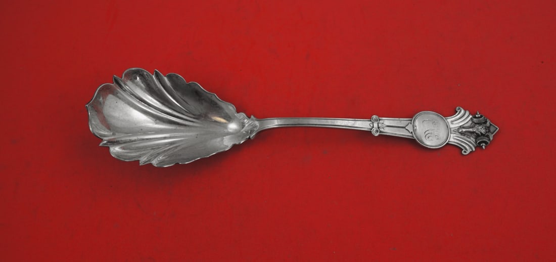 Wendt Rams Head Sterling Silver Berry Spoon Shell Bowl 8 3/4" (1 of 2)